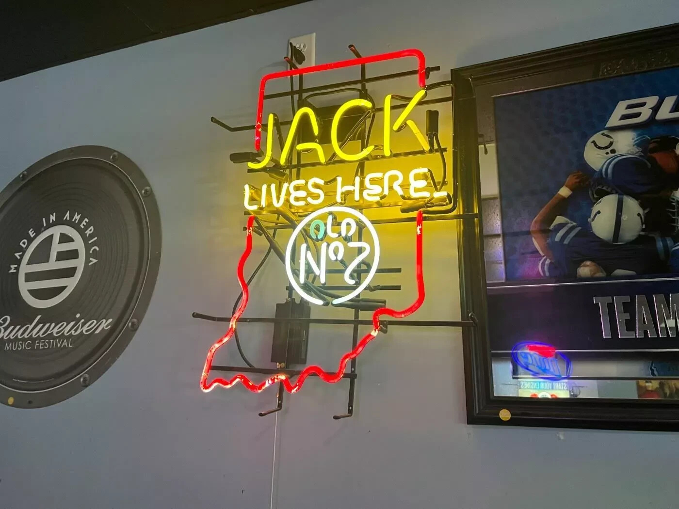 Indiana IN State Map Lives Here Neon Light Sign 24"x20" Lamp Bar Room Garage AM