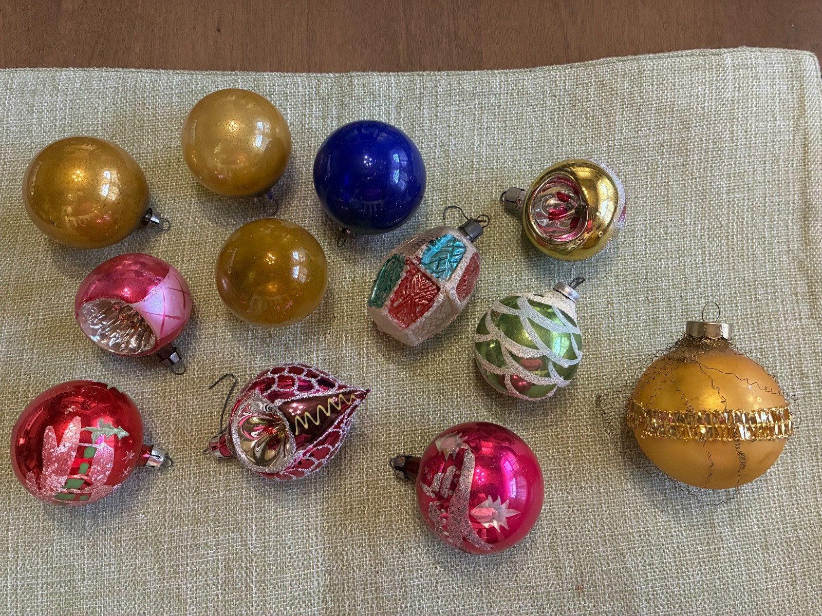 12-Vintage Mercury Glass Christmas Ornaments-Teardrop, Round, Indent, Unsilvered 12-Vintage Mercury Glass Christmas Ornaments-Teardrop, Round, Indent, Unsilvered