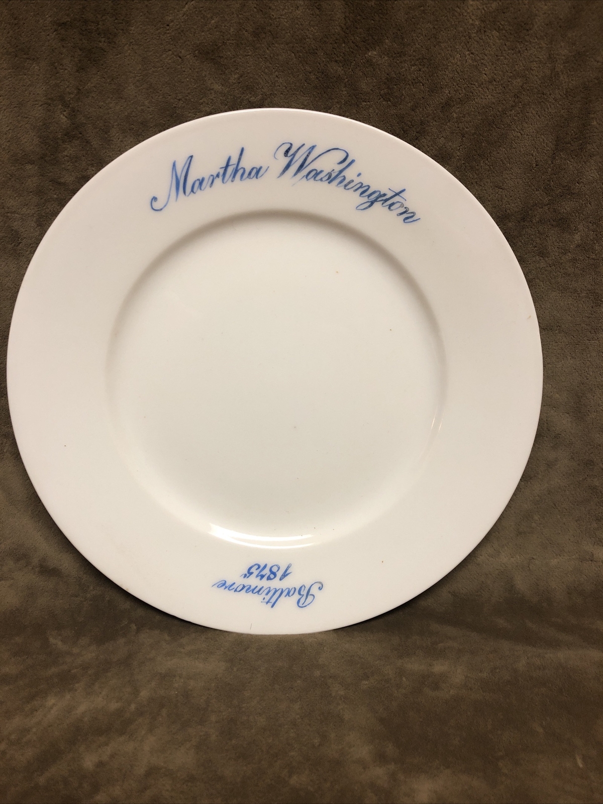 Super Rare 1875 Baltimore Maryland Martha Washington Tea Party Plate Blue /White Super Rare 1875 Baltimore Maryland Martha Washington Tea Party Plate Blue /White