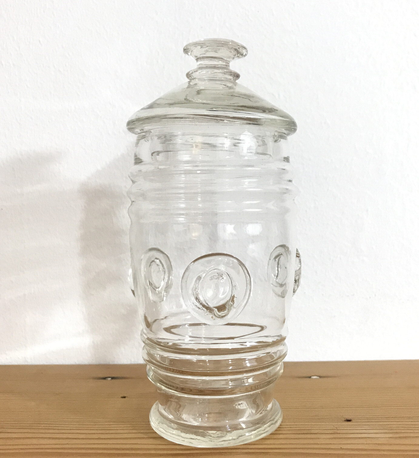 Antique OOAK 19th C Hand Blown Button Glass Apothecary Drugstore Bottle & Lid Antique OOAK 19th C Hand Blown Button Glass Apothecary Drugstore Bottle & Lid