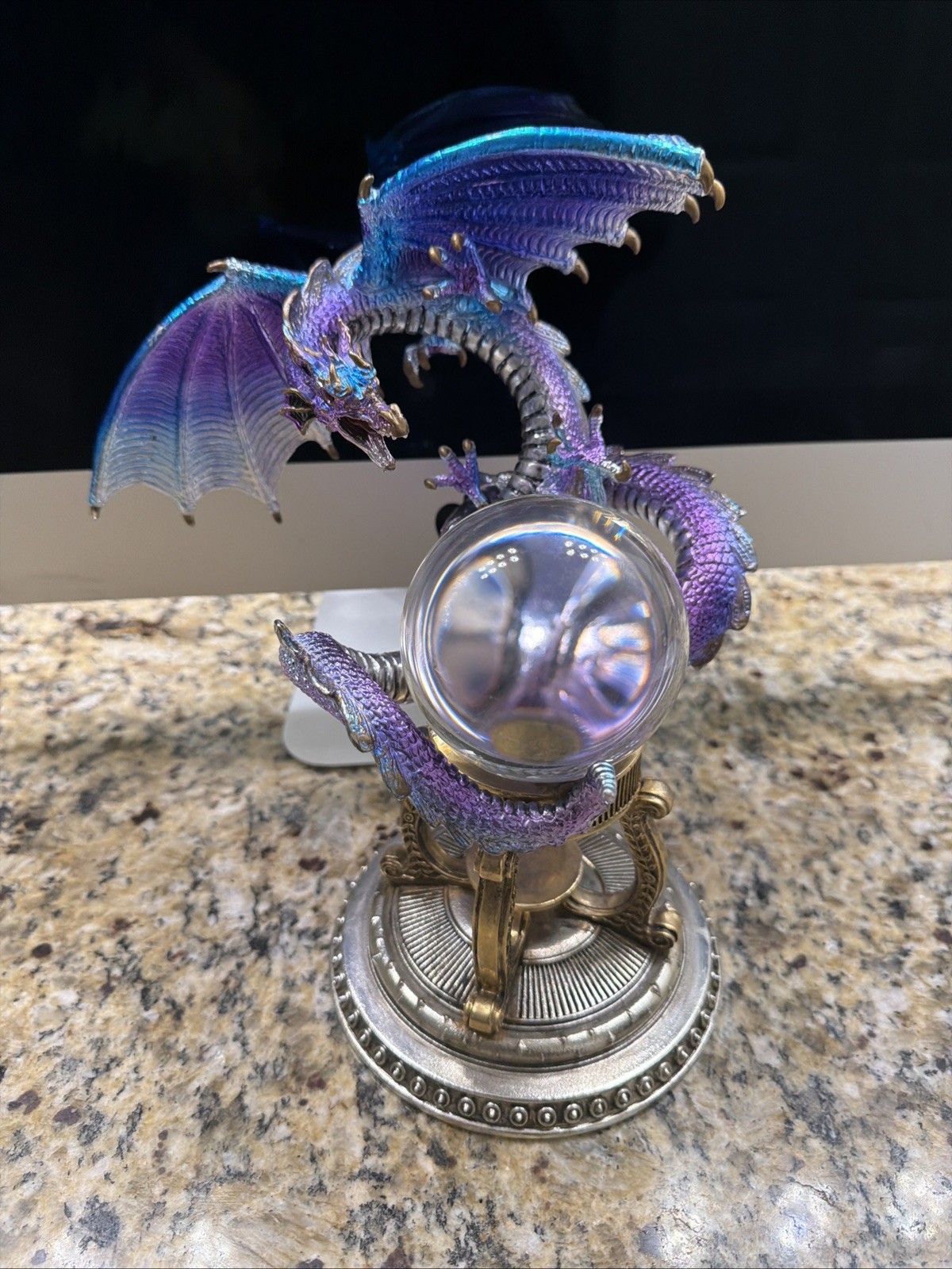 Dragon Of Wisdom Crystal Ball - Franklin Mint Julie Bell Bronze Statue
