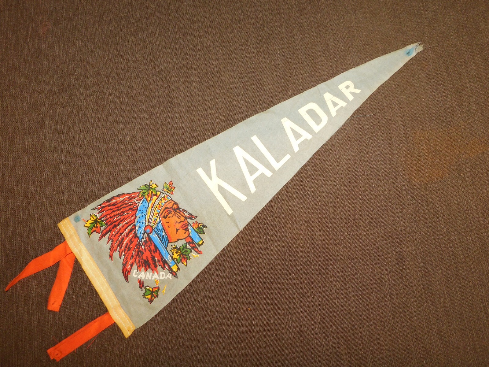 VINTAGE SOUVENIR PENNANT 20" INDIAN CHIEF KALADAR VINTAGE SOUVENIR PENNANT 20" INDIAN CHIEF KALADAR