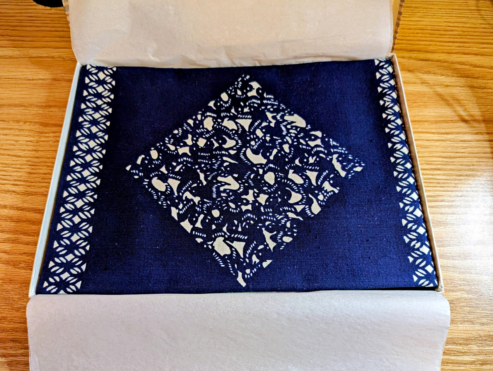Vintage Japanese Nambu Kodai Katazome Indigo Table Center Runner New In Box Vintage Japanese Nambu Kodai Katazome Indigo Table Center Runner New In Box