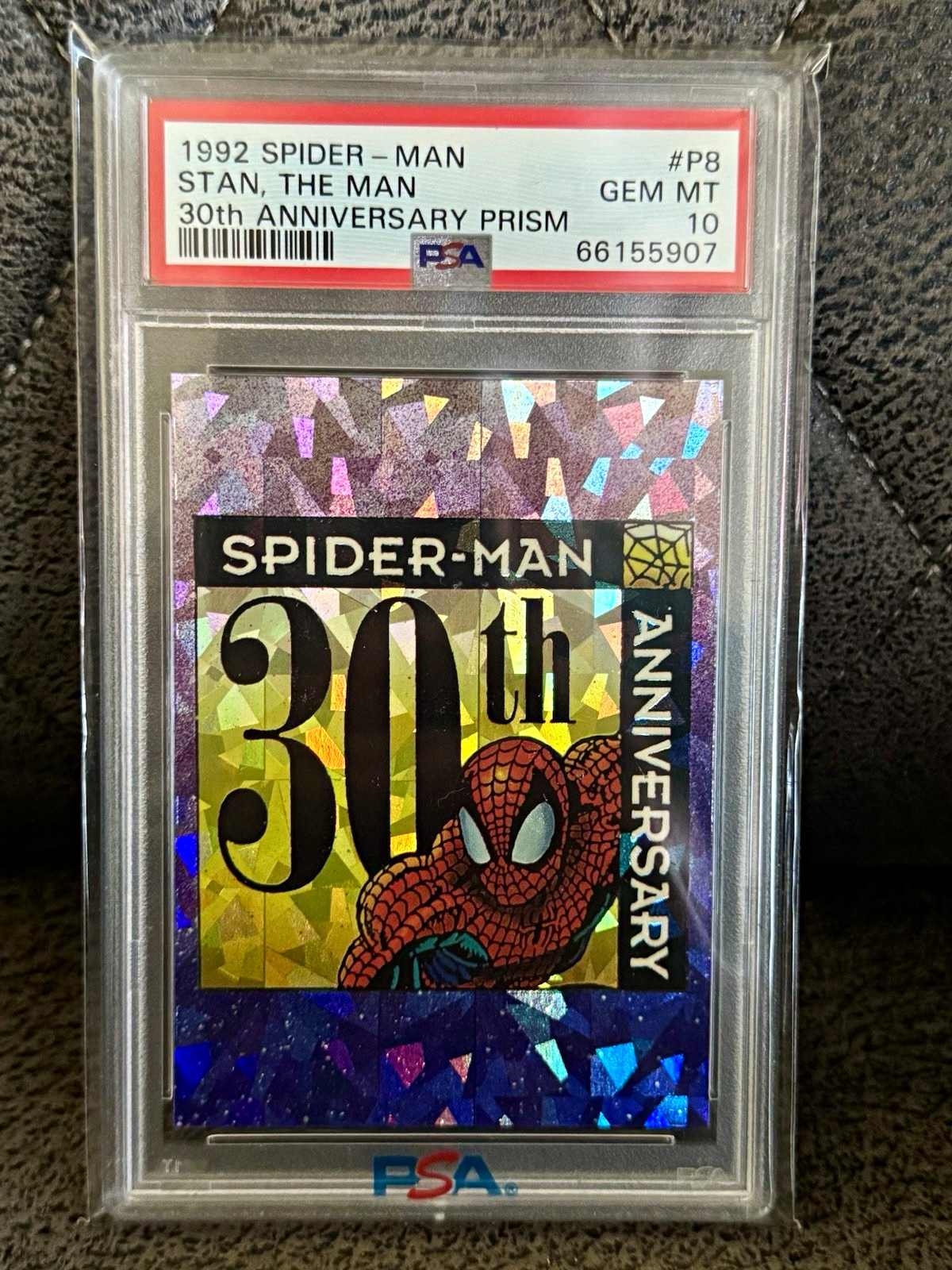 1992 Spider-Man 30th Anniversary Prism Insert #P8 Stan the Man PSA 10 πππ 1992 Spider-Man 30th Anniversary Prism Insert #P8 Stan the Man PSA 10 πππ
