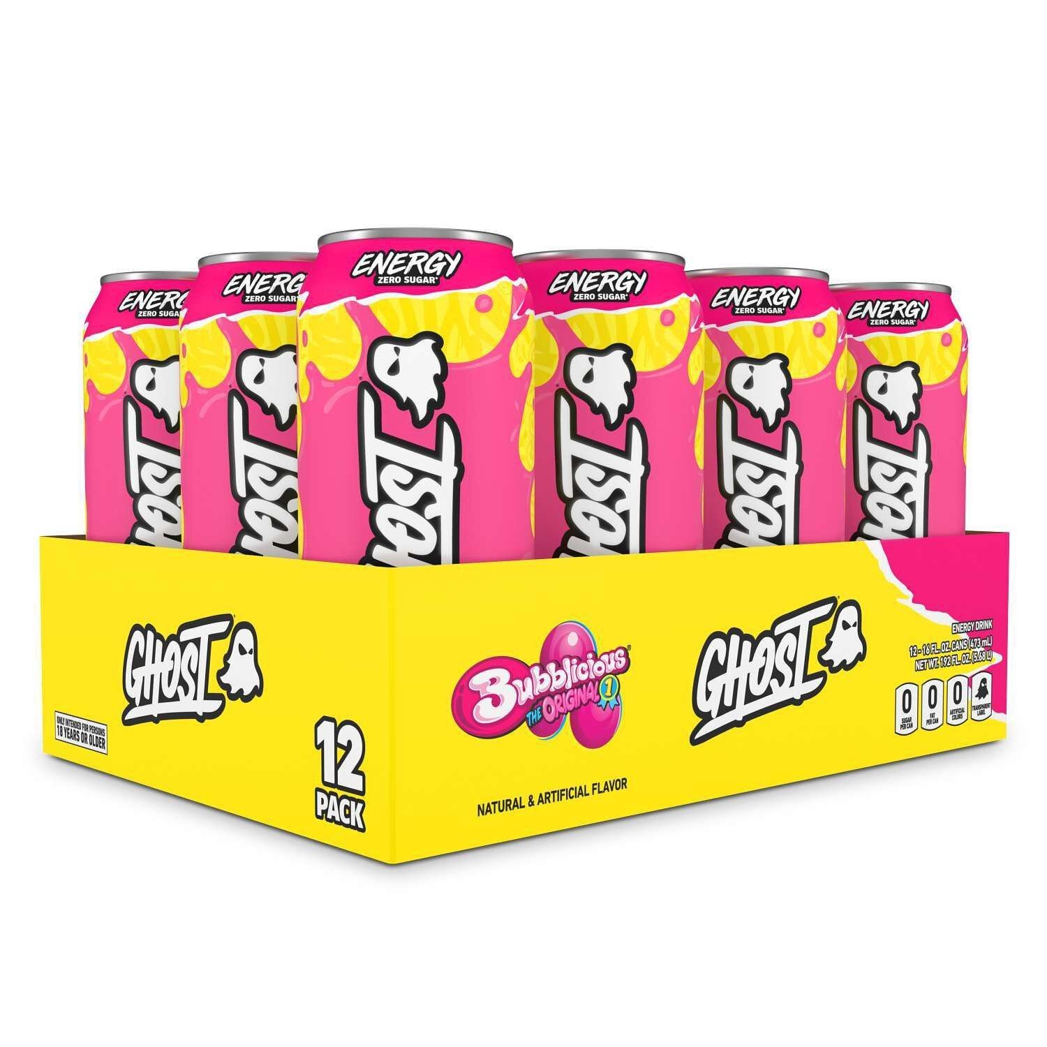 GHOST Energy Drink Zero Sugar Bubblicious Original 16 fl oz (Pack of 12) GHOST Energy Drink Zero Sugar Bubblicious Original 16 fl oz (Pack of 12)
