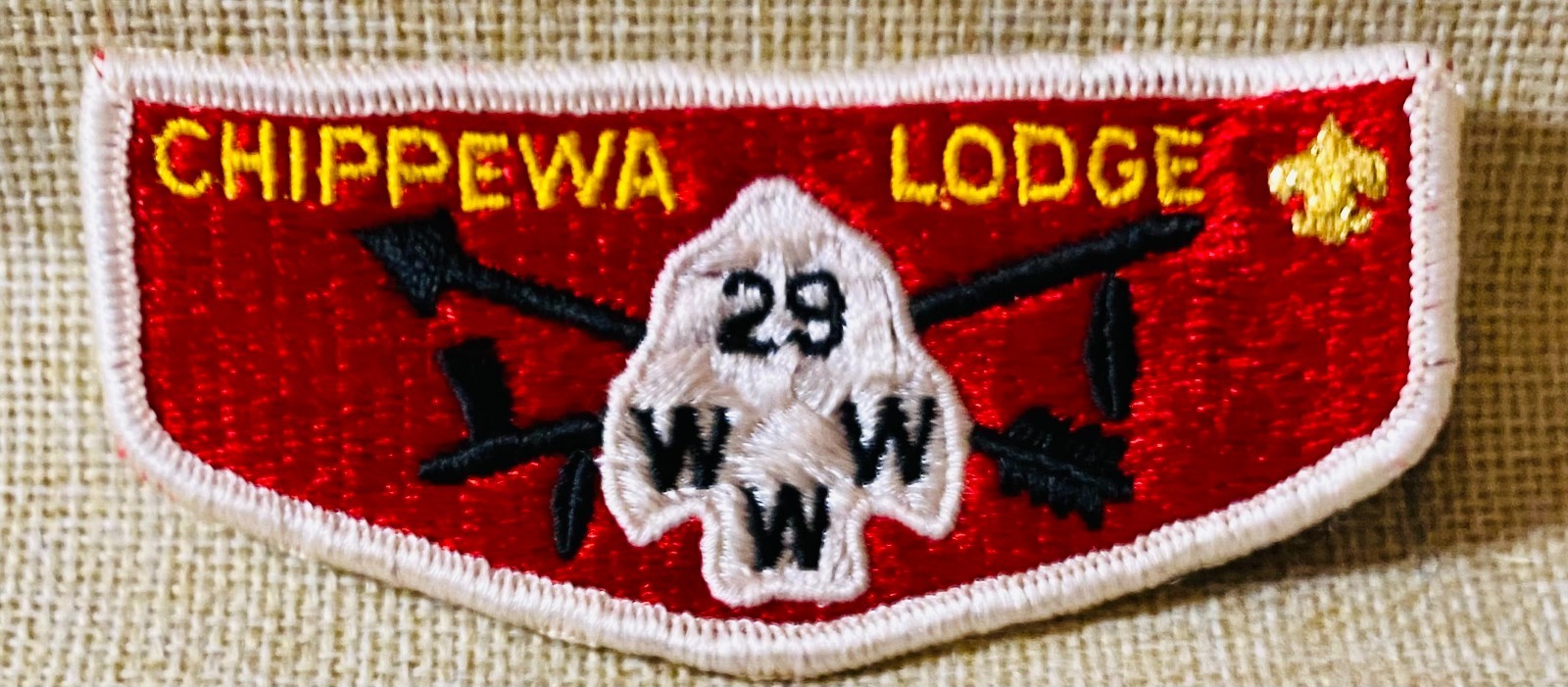 VINTAGE OA CHIPPEWA LODGE 29 ORDER OF THE ARROW SOLID FLAP PATCH BSA VINTAGE OA CHIPPEWA LODGE 29 ORDER OF THE ARROW SOLID FLAP PATCH BSA