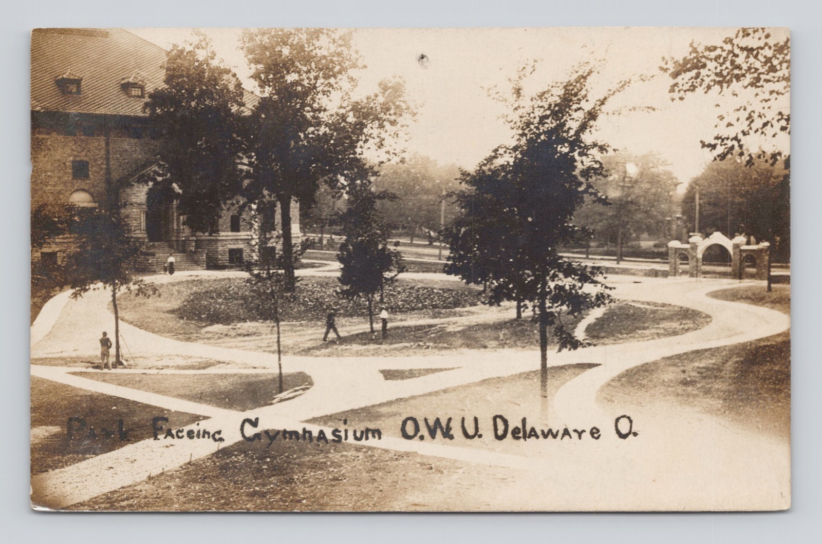 Postcard RPPC Facing Gymnasium OWU Delaware Ohio ~ 1909