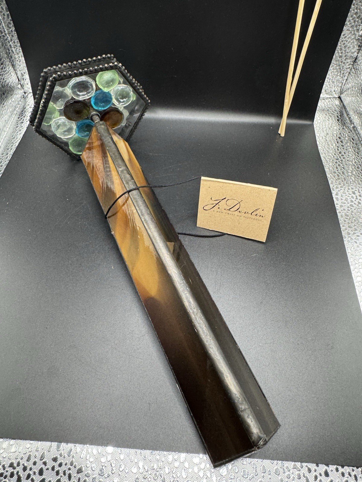 RARE J. Devlin Mosaic Glass Kaleidoscope Stained Glass Double Wheel Black RARE J. Devlin Mosaic Glass Kaleidoscope Stained Glass Double Wheel Black