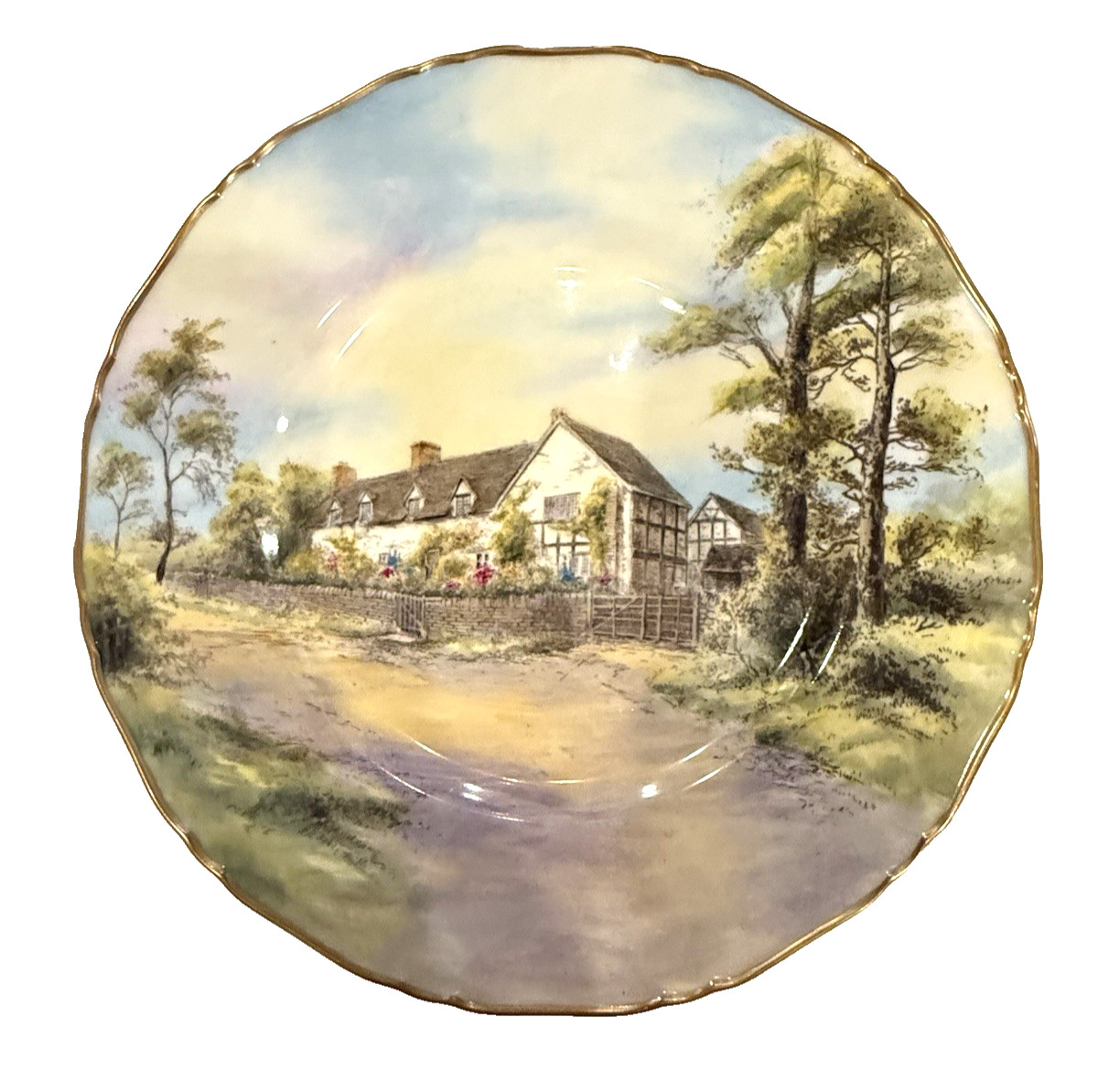 Pristine 1952 Royal Worcester Mary Arden House Cabinet Plate Sign J. Smith 10.5" Pristine 1952 Royal Worcester Mary Arden House Cabinet Plate Sign J. Smith 10.5"