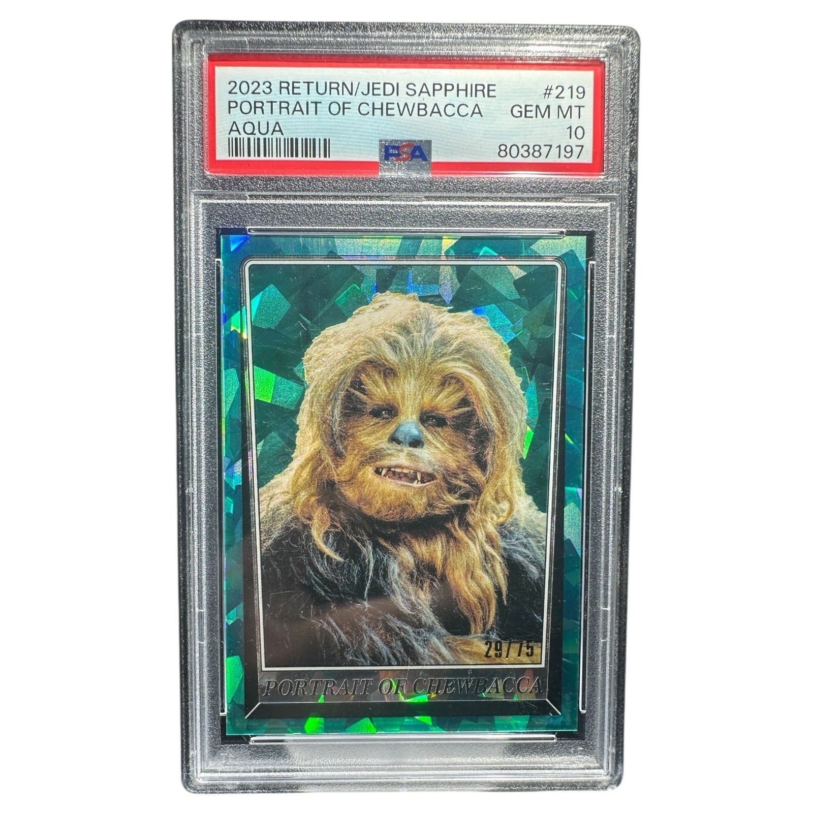 2023 Star Wars Return Jedi Sapphire Chewbacca Aqua /75 PSA 10 Gem Mint