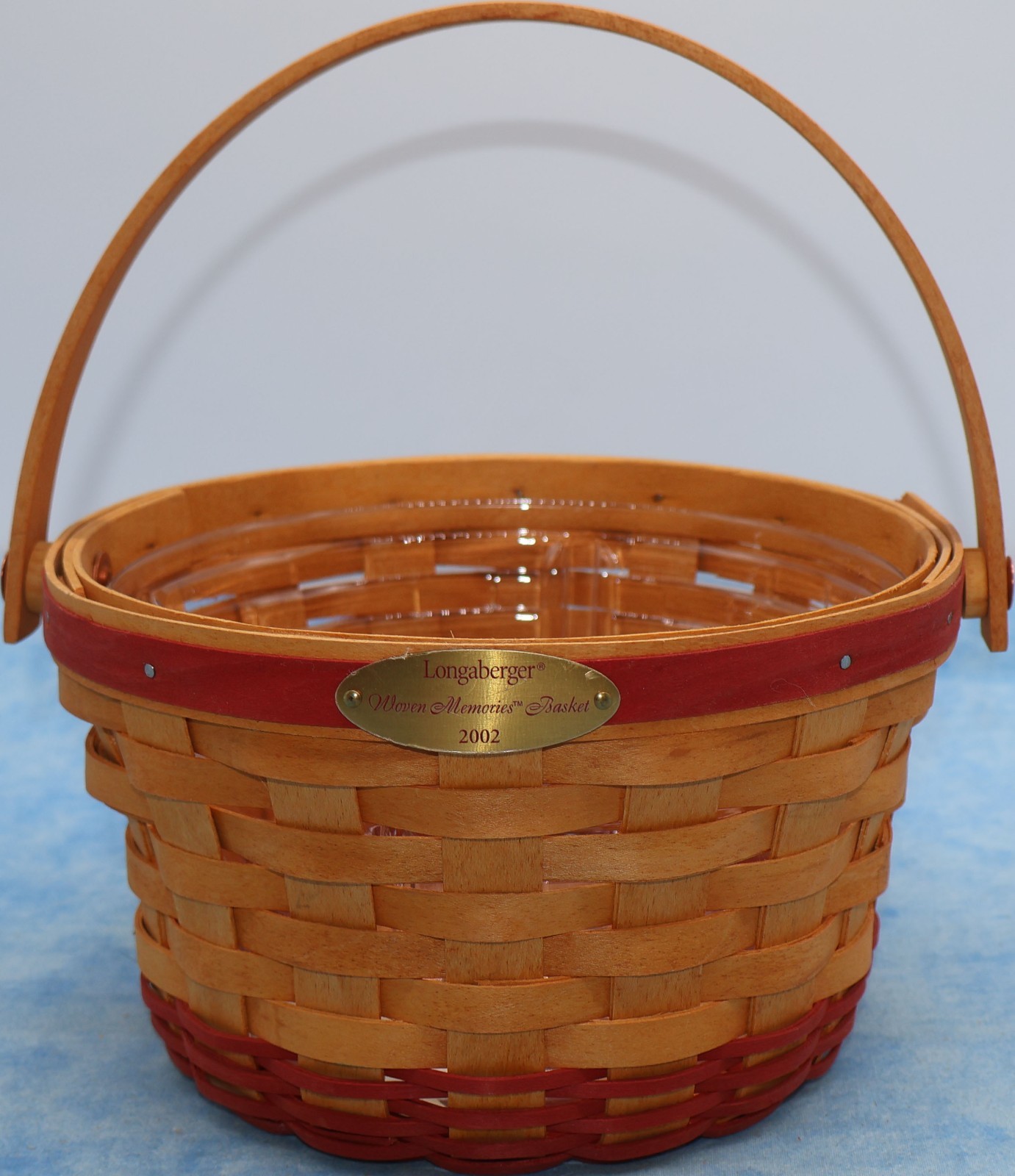Longaberger 2002 Woven Memories Basket Protector Judy Carmen Gary Signed Longaberger 2002 Woven Memories Basket Protector Judy Carmen Gary Signed