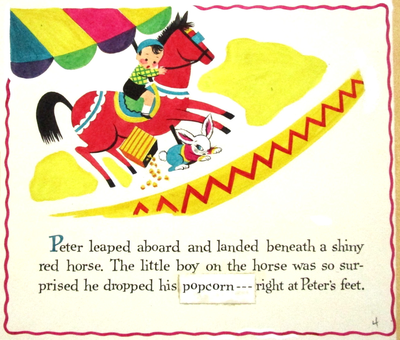 1972 PETER RABBIT CIRCUS DOLLIE TINGLE ORIGINAL drawing art BOOK PAINTING horse