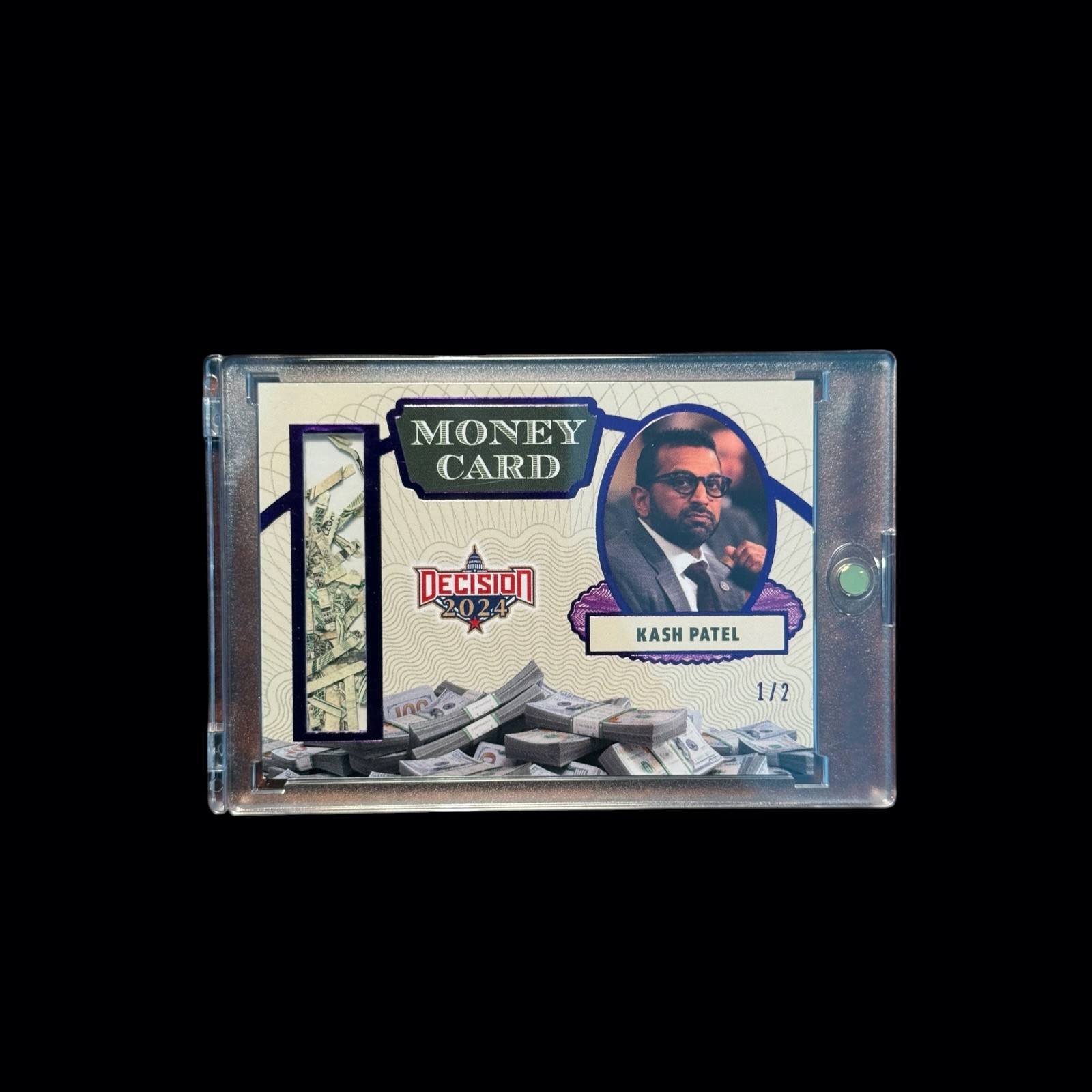 2024-25 Decision KASH PATEL Money Card Purple Foil 1/2 TRUMP F.B.I. BOSS 2024-25 Decision KASH PATEL Money Card Purple Foil 1/2 TRUMP F.B.I. BOSS