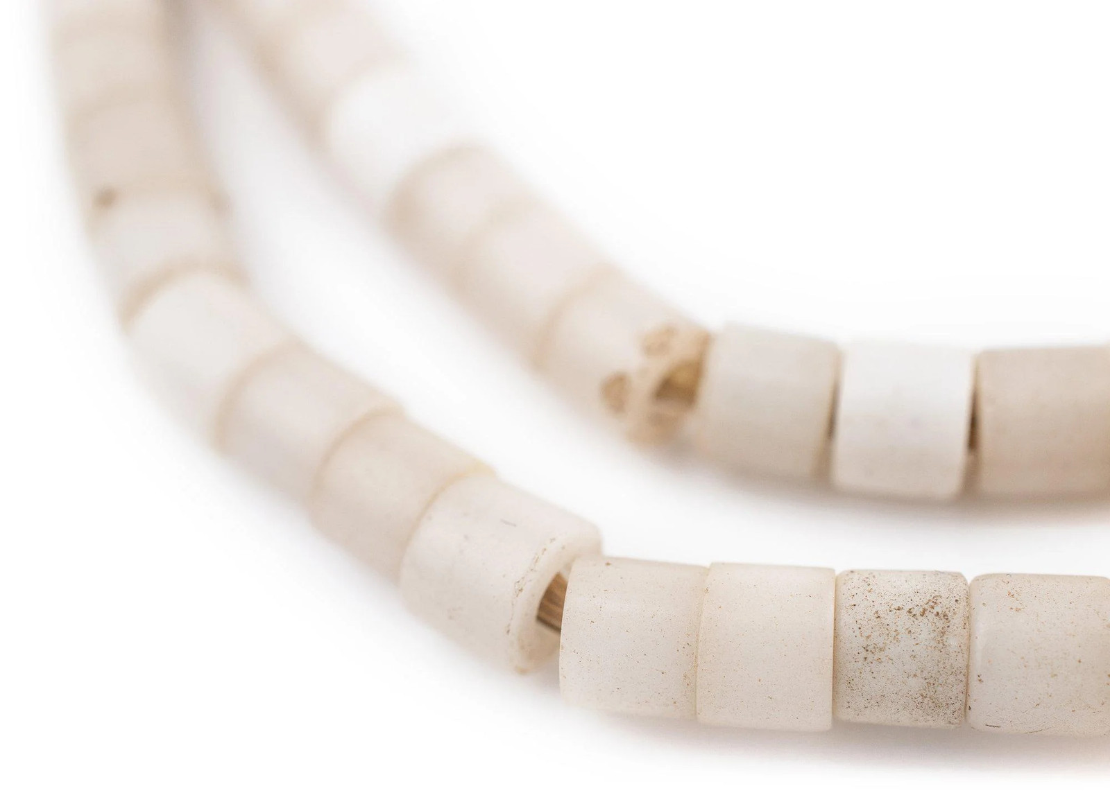 Vintage Czech White Cylinder Beads 6mm Nigeria African Glass Large Hole Handmade Vintage Czech White Cylinder Beads 6mm Nigeria African Glass Large Hole Handmade
