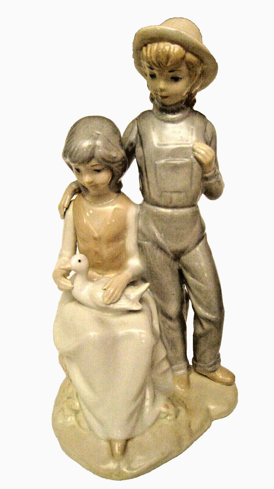 Lladro Style Sanbo Valencia Spain 11" Porcelain Figurine Girl Boy & Duck Vintage Lladro Style Sanbo Valencia Spain 11" Porcelain Figurine Girl Boy & Duck Vintage