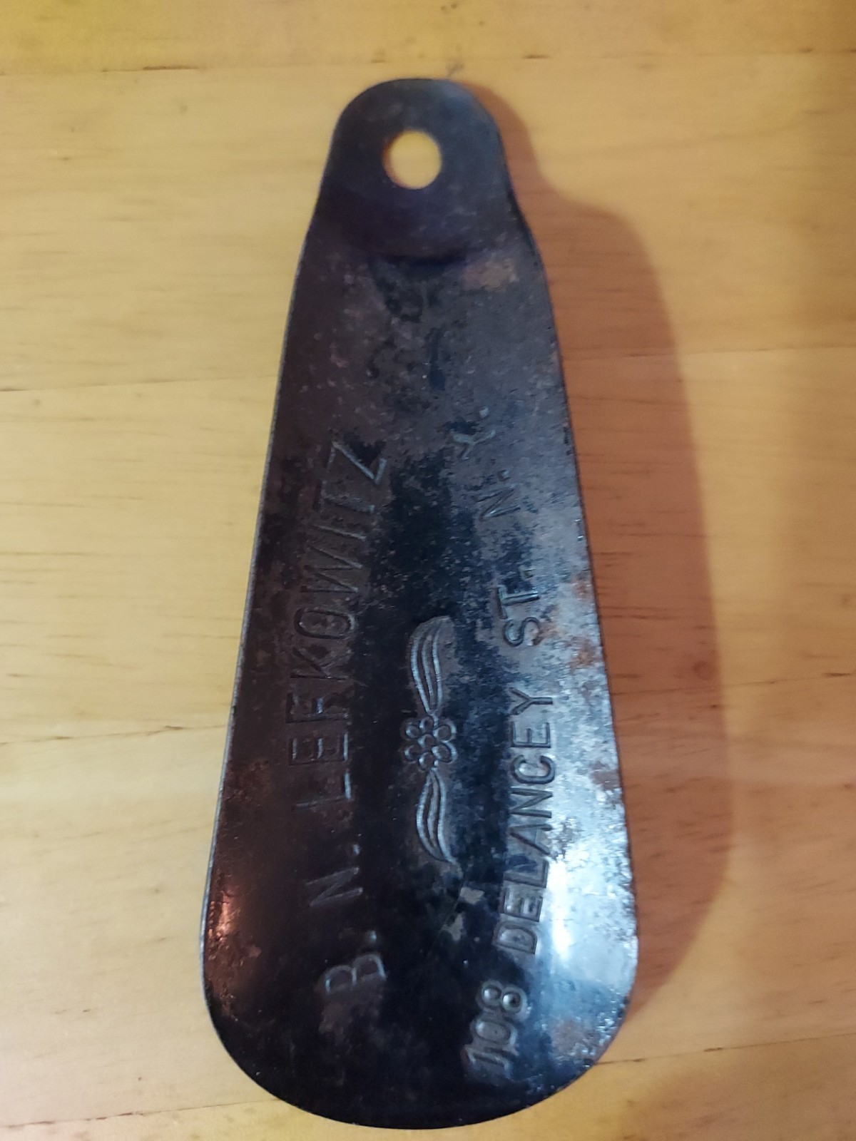 B.N. Lefkowitz 108 Delancey St NYC Metal Shoe Horn Advertising Rare Vintage B.N. Lefkowitz 108 Delancey St NYC Metal Shoe Horn Advertising Rare Vintage