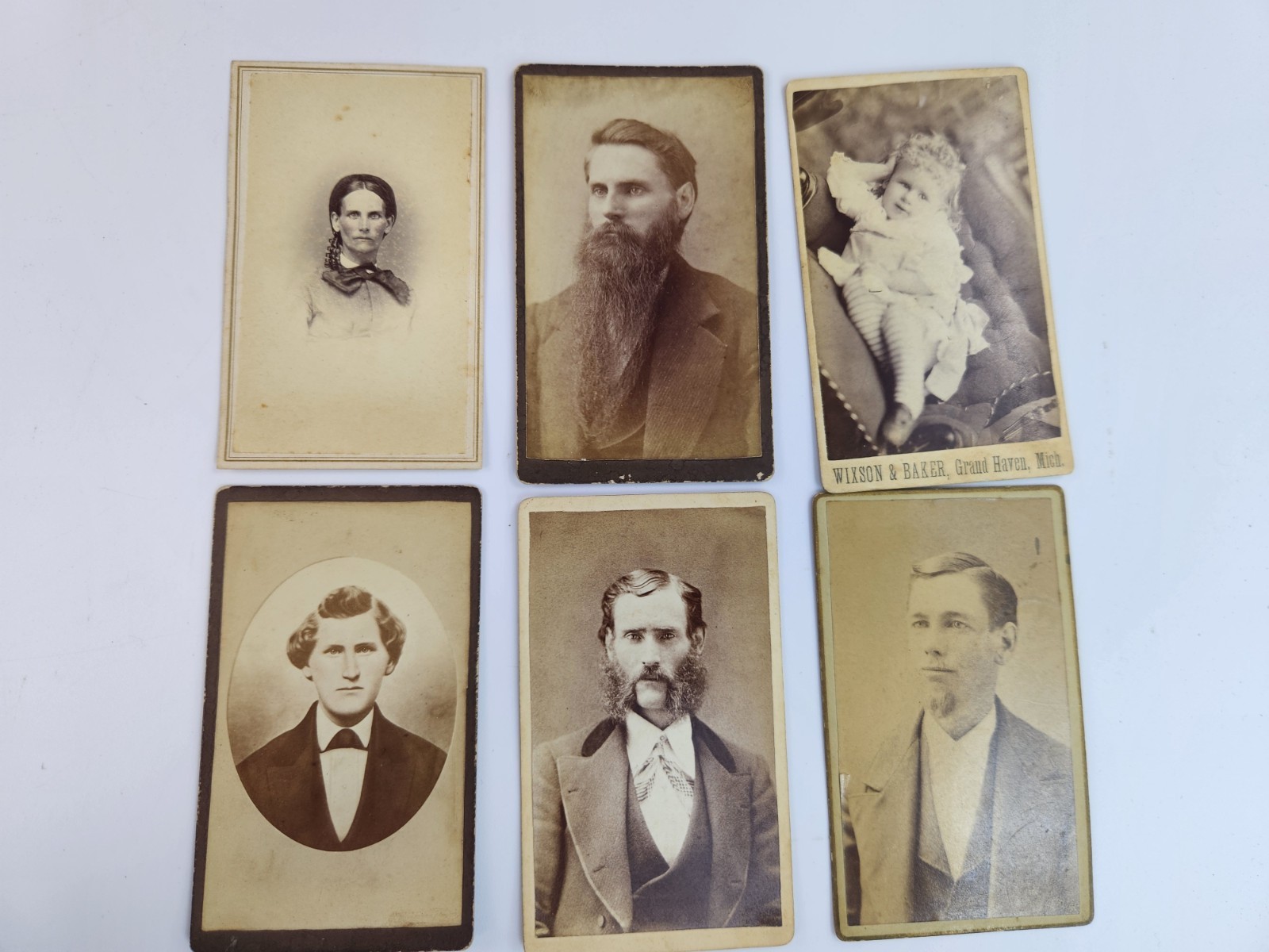 Antique CDV Photo Lot 6 JT Wixson Photographer Self Portrait Whitehall MI Baby Antique CDV Photo Lot 6 JT Wixson Photographer Self Portrait Whitehall MI Baby
