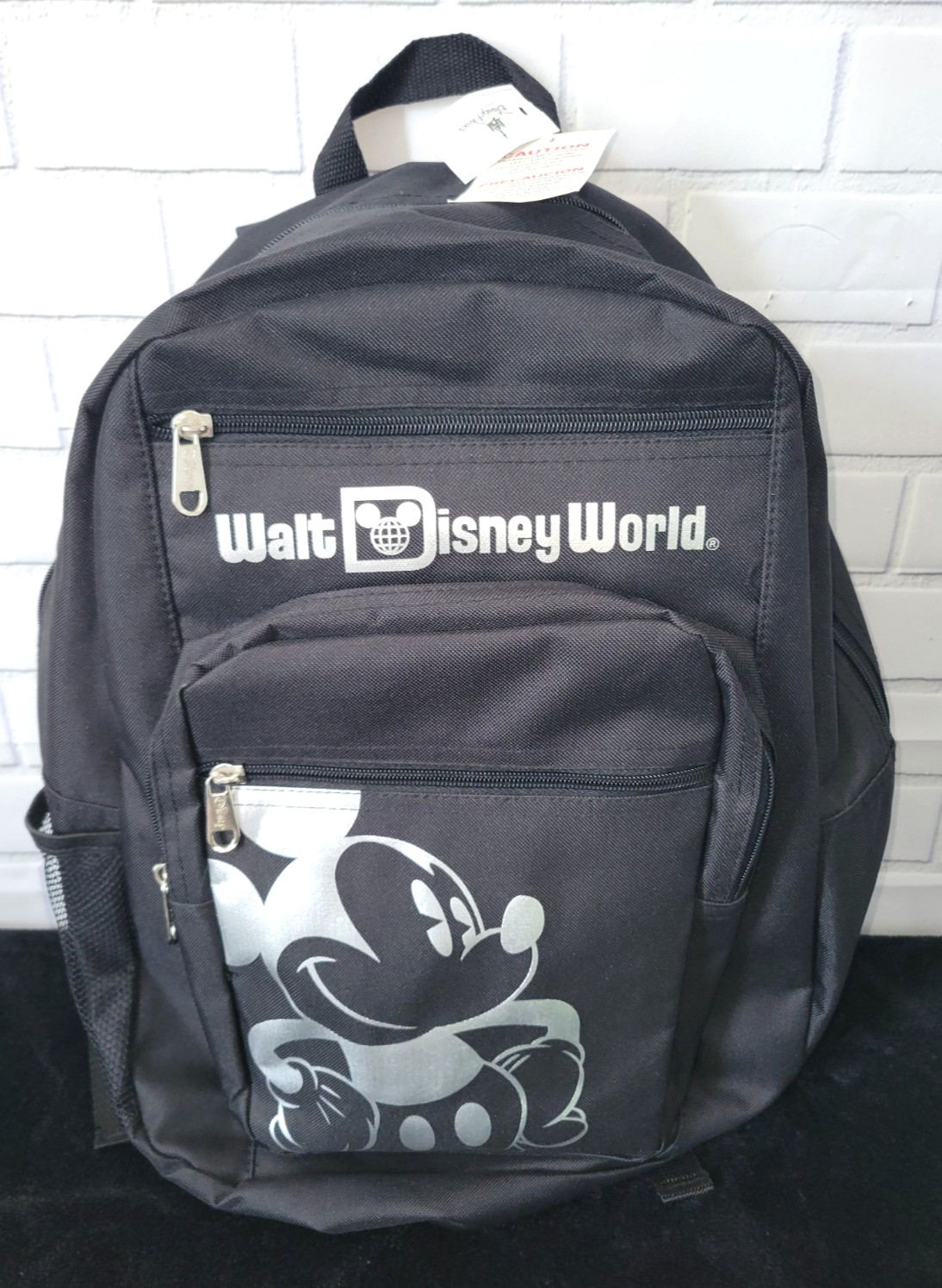 Vintage WALT DISNEY WORLD Mickey Mouse Backpack Black/Silver 90s Streetwear NWT