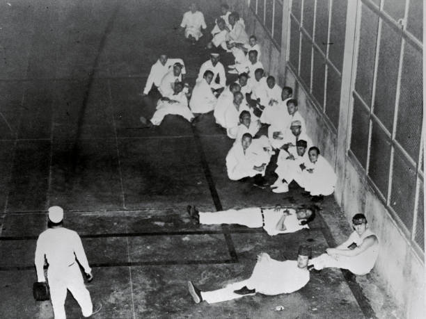 Prisoners Participating in Sit Down 1955 Photo - Huntsville, Texas: Thirty-five Prisoners Participating in Sit Down 1955 Photo - Huntsville, Texas: Thirty-five