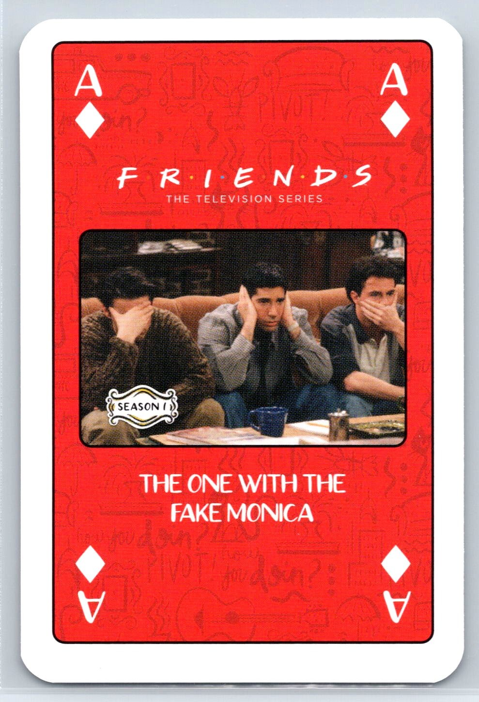 Waddingtons Friends TV Show Playing Cards Ace of Diamonds Ross Joey Chandler Waddingtons Friends TV Show Playing Cards Ace of Diamonds Ross Joey Chandler