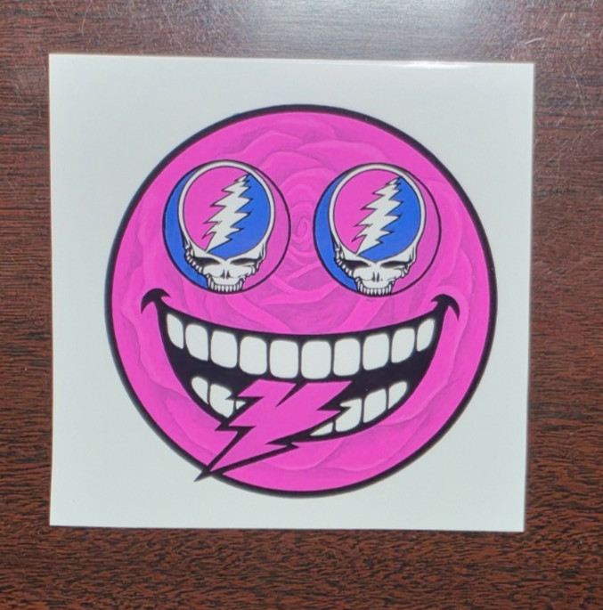 Grateful Dead Dead Eyed Rose Smiley Sticker