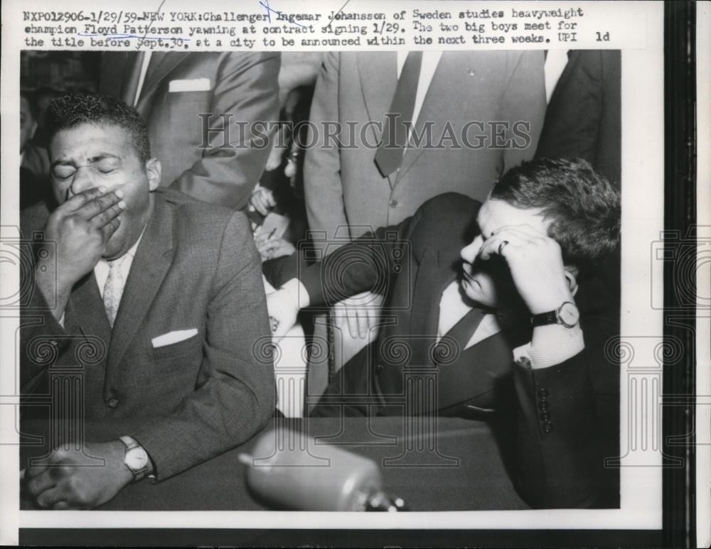 1959 Press Photo Ingemar Johansson & Floyd Patterson in NYC for bout - net13809 1959 Press Photo Ingemar Johansson & Floyd Patterson in NYC for bout - net13809