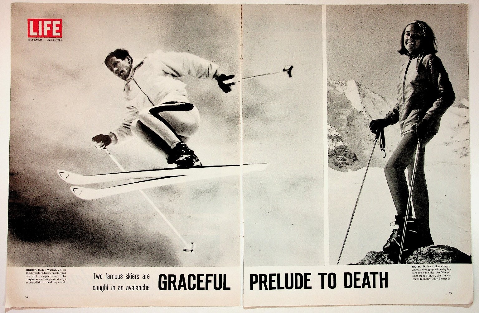 1964 LIFE Magazine Skiing Avalanche Buddy Werner Barbi Henneberger Article 1964 LIFE Magazine Skiing Avalanche Buddy Werner Barbi Henneberger Article