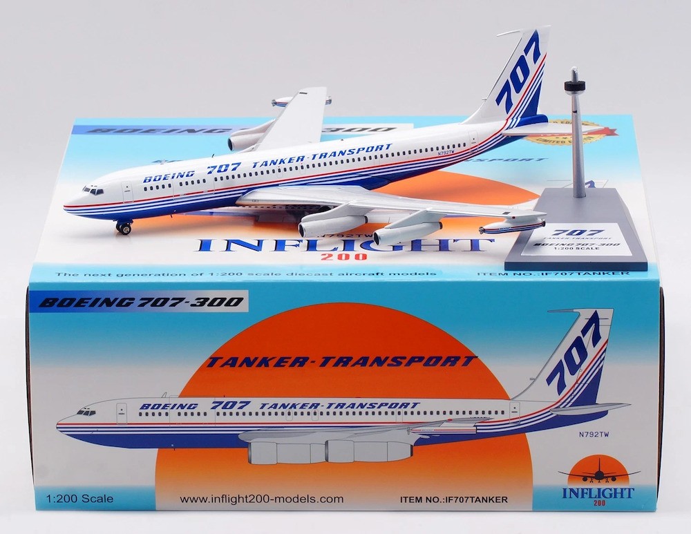 Inflight IF707TANKER Boeing 707-300 House Color N792TW Diecast 1/200 Jet Model Inflight IF707TANKER Boeing 707-300 House Color N792TW Diecast 1/200 Jet Model