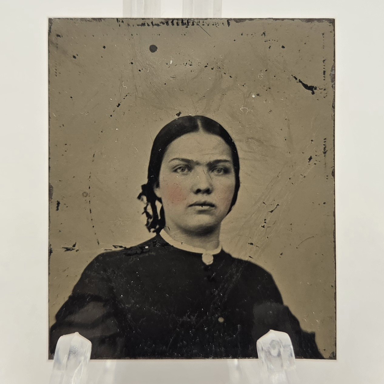 Sixteenth Plate Tintype of Pretty Young Woman Tinted Sixteenth Plate Tintype of Pretty Young Woman Tinted