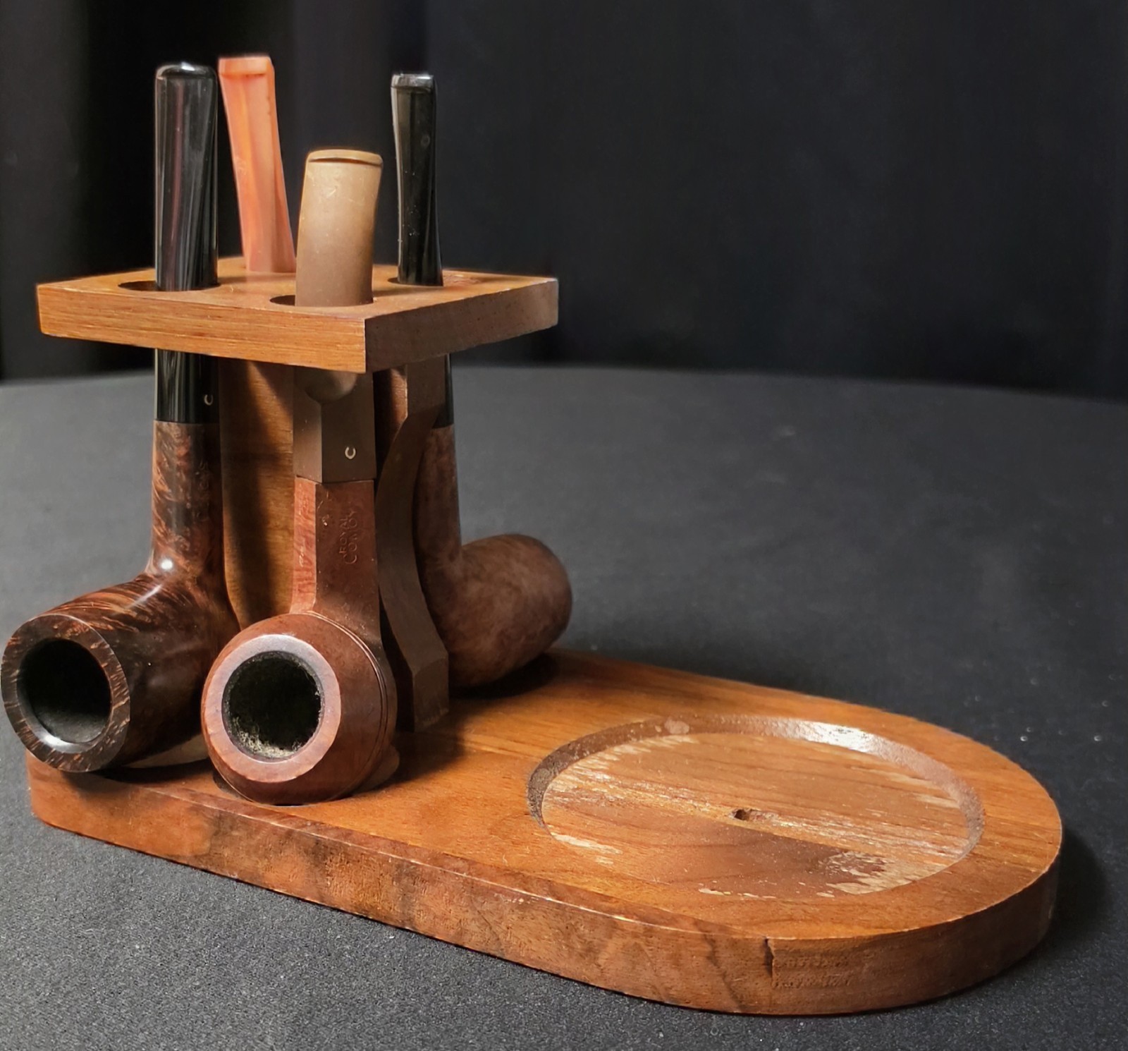 VTG Fairfax Wood 4 Tobacco Pipe Holder MCM Sailboat Ship Nautical Rack VTG Fairfax Wood 4 Tobacco Pipe Holder MCM Sailboat Ship Nautical Rack
