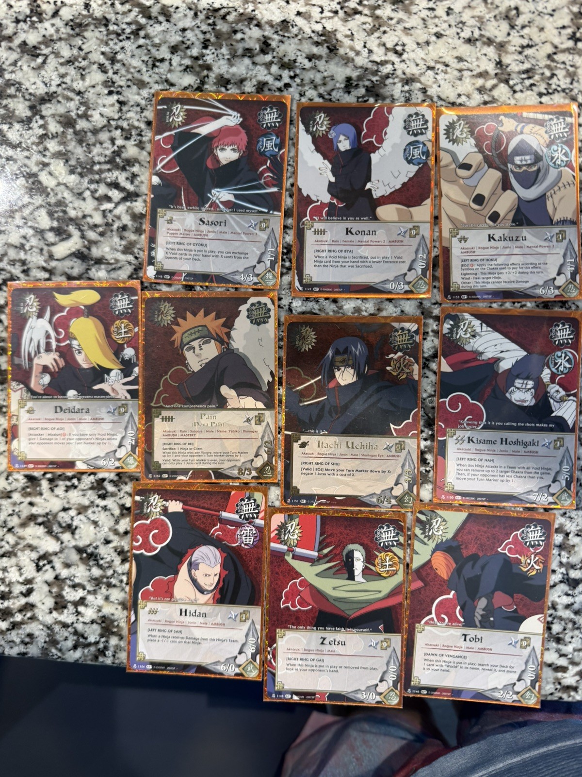 Naruto CCG Entire Akatsuki lineup Pain (Deva Path) N-1152 & Itachi Uchiha N-1151