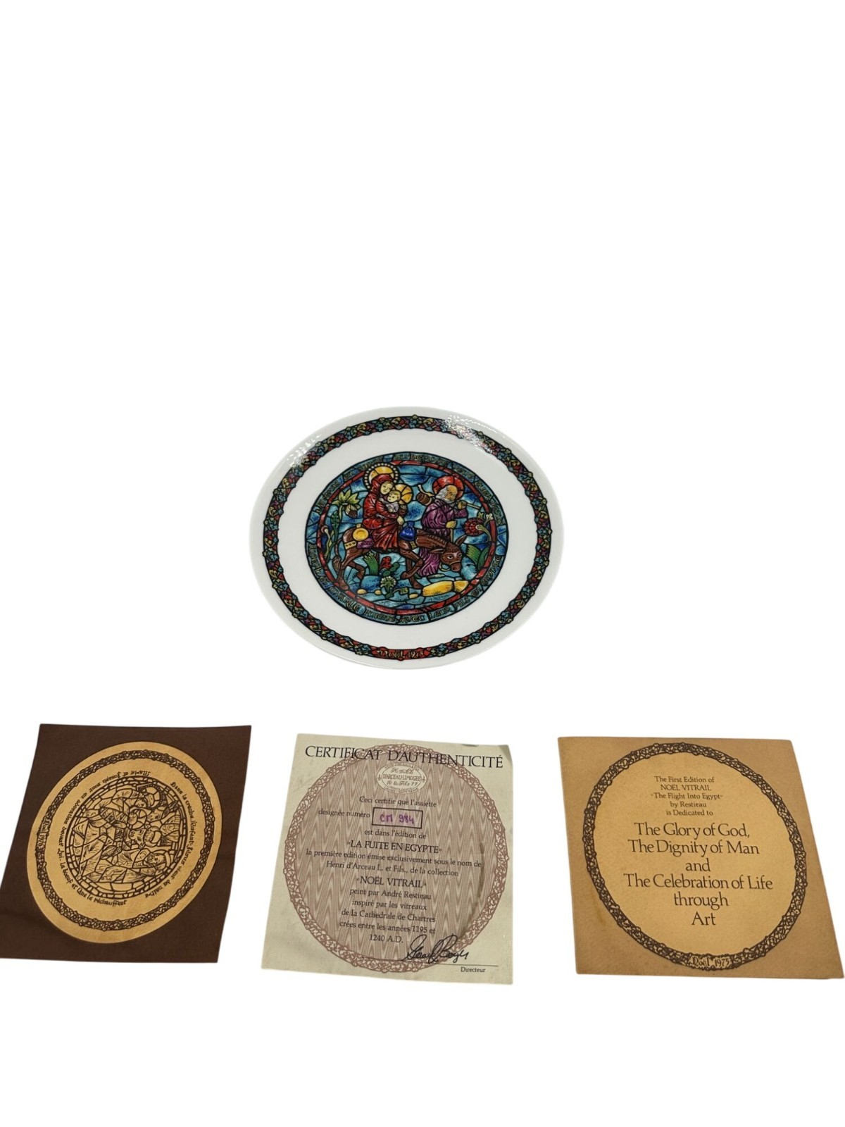 Henri DArceau Limoges La Fuite En Egypte Plate 1975 Porcelain Hand Painted 8.5"