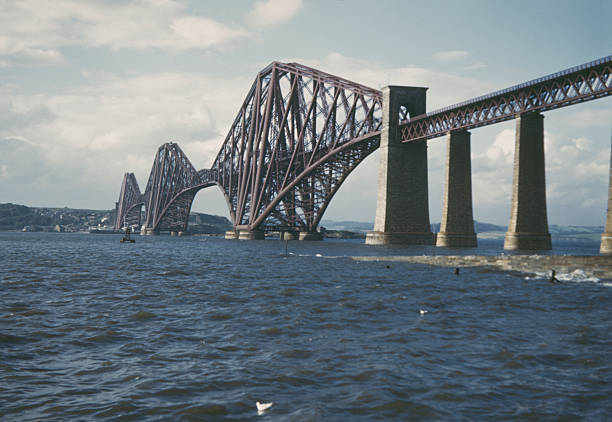 Forth Bridge over Firth of Forth, Scotland, circa 1960 Old Photo Forth Bridge over Firth of Forth, Scotland, circa 1960 Old Photo