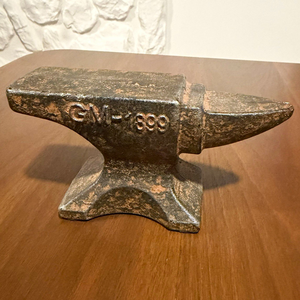 Small Cast Iron Mini Anvil Marked GM-1899 Small Cast Iron Mini Anvil Marked GM-1899