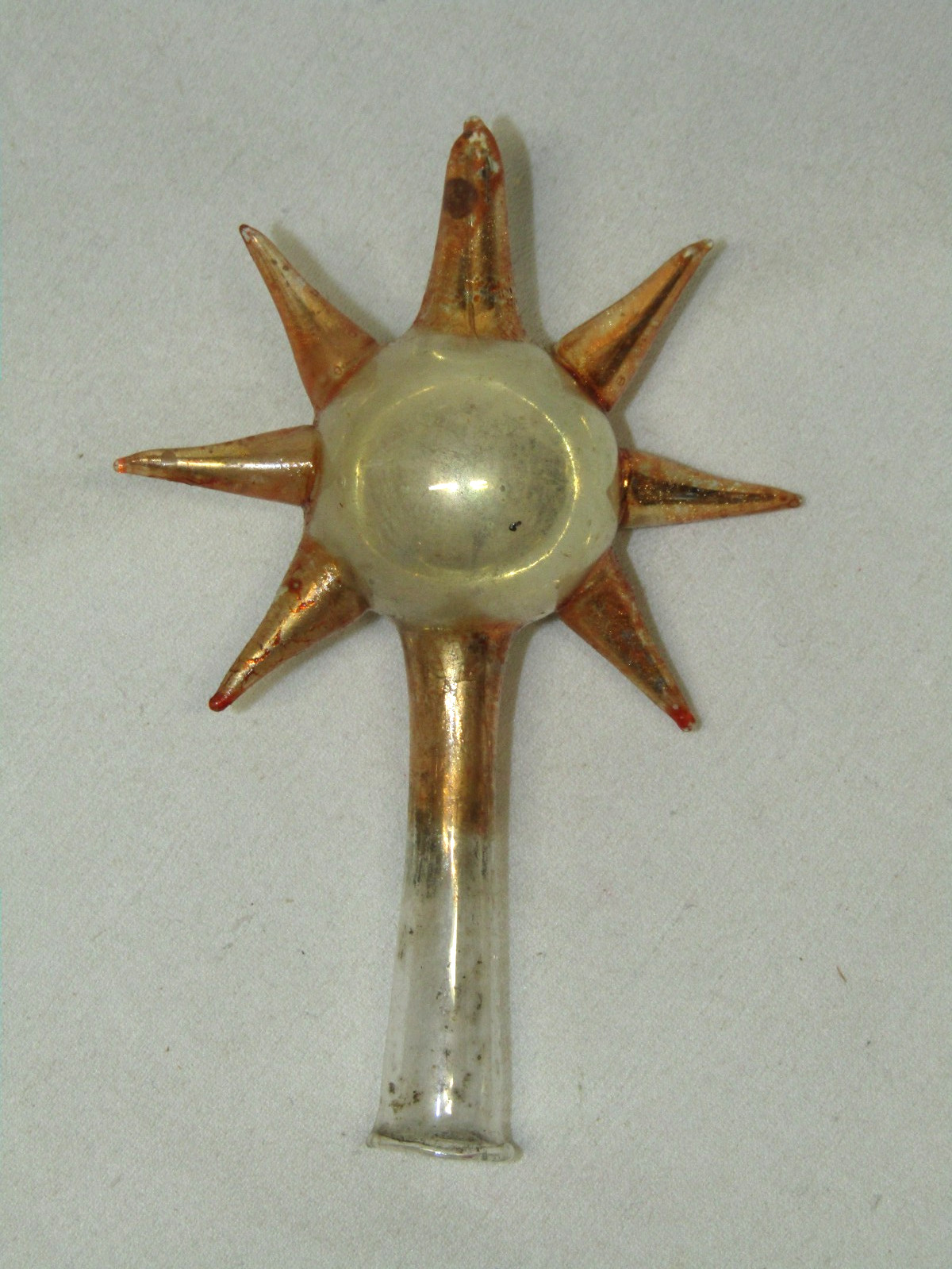 Germany Antique Gold Glass Star Feather Tree Topper Christmas Ornament 1900's Germany Antique Gold Glass Star Feather Tree Topper Christmas Ornament 1900's