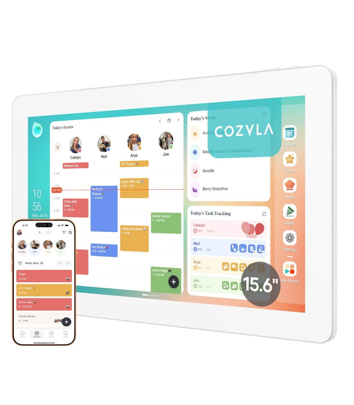 Calendar Plus 2: 15.6" Smart Digital Calendar & No Subscription Family Dashboard