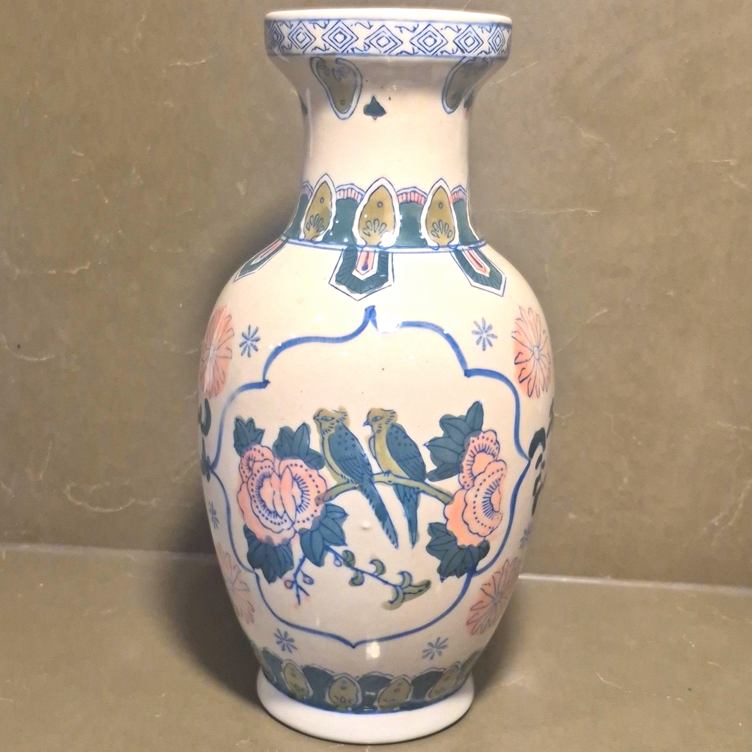 Rare Antique Chinese Porcelain Vase - Hand-Painted Birds & Flowers Vintage Item Rare Antique Chinese Porcelain Vase - Hand-Painted Birds & Flowers Vintage Item