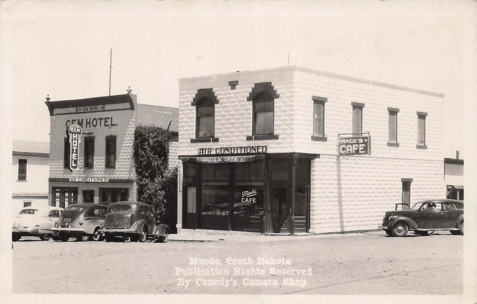 RPPC Murdo South Dakota SD Main Street Mack's Cafe Gem Hotel Photo Postcard H7 RPPC Murdo South Dakota SD Main Street Mack's Cafe Gem Hotel Photo Postcard H7