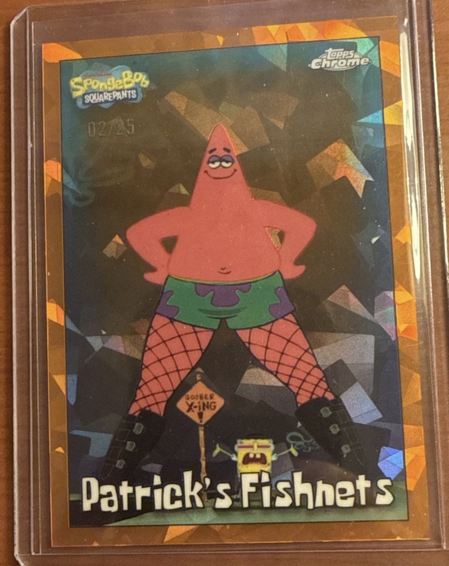 2025 Topps Chrome SpongeBob SquarePants Patrick's Fishnets /25 Orange refractor 2025 Topps Chrome SpongeBob SquarePants Patrick's Fishnets /25 Orange refractor