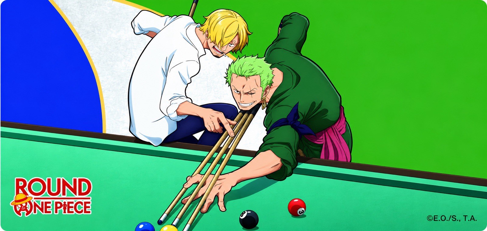 One Piece X Round1 Limited Playmat: Zoro & Sanji playing Pool/Billiard Sealed