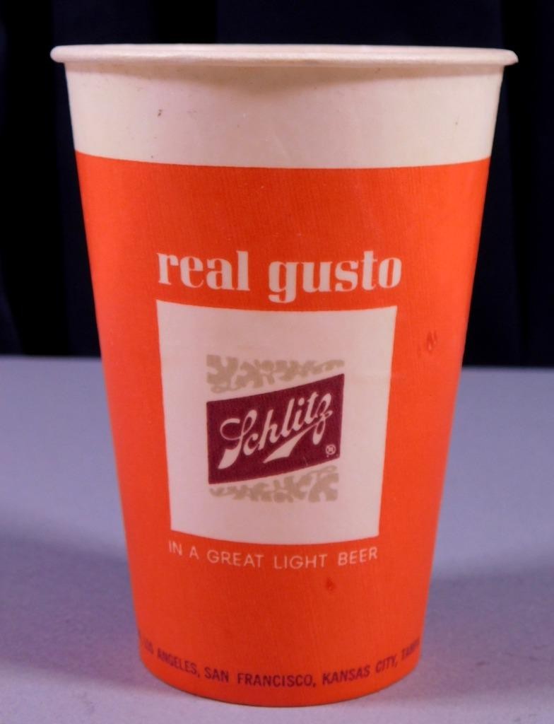 Vintage 1965 Schlitz Waxed Paper Beer Cup 12 Ounce slf4 Vintage 1965 Schlitz Waxed Paper Beer Cup 12 Ounce slf4