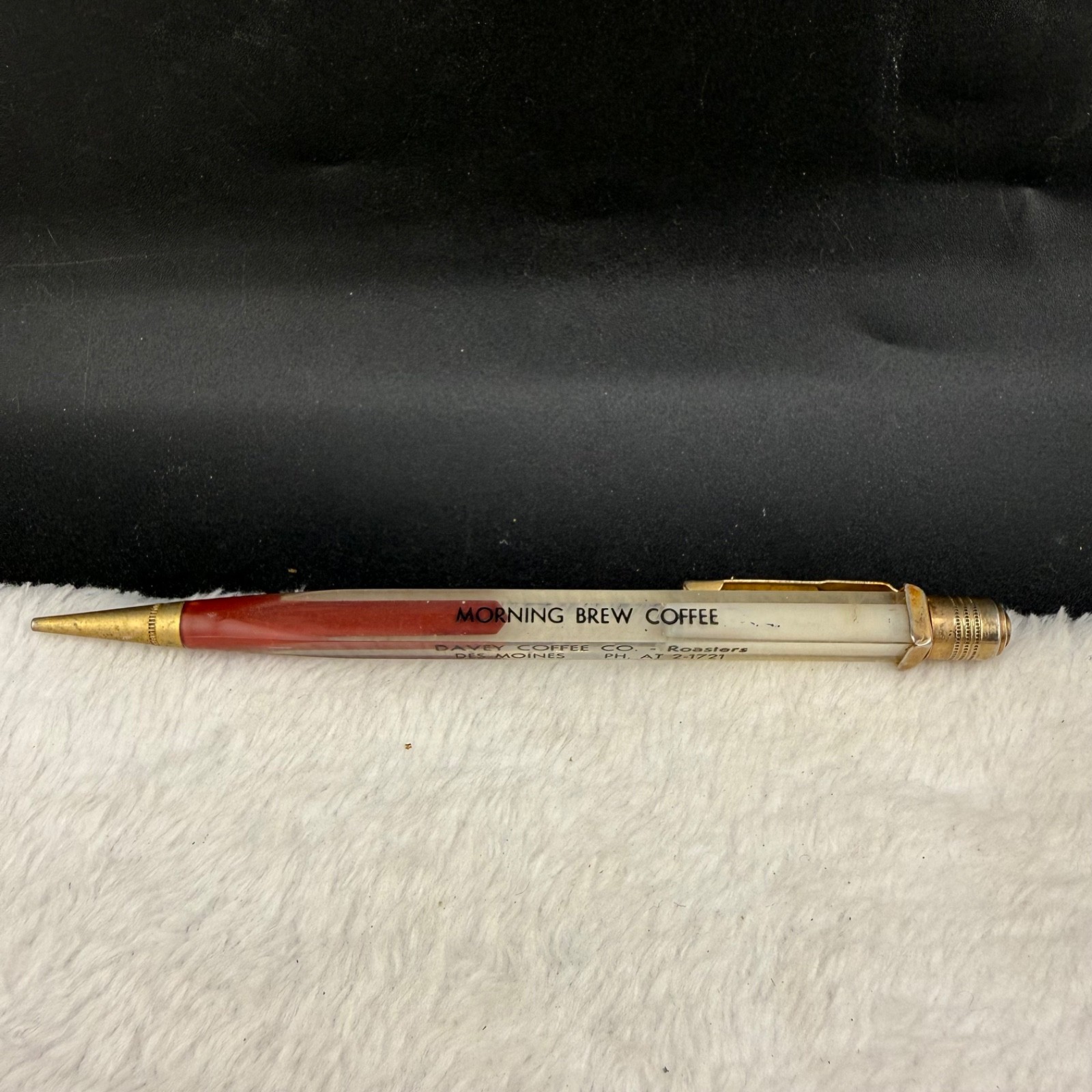 Vintage Davey Coffee Co Mechanical Pencil Red White Advertising Pencils Vintage Davey Coffee Co Mechanical Pencil Red White Advertising Pencils
