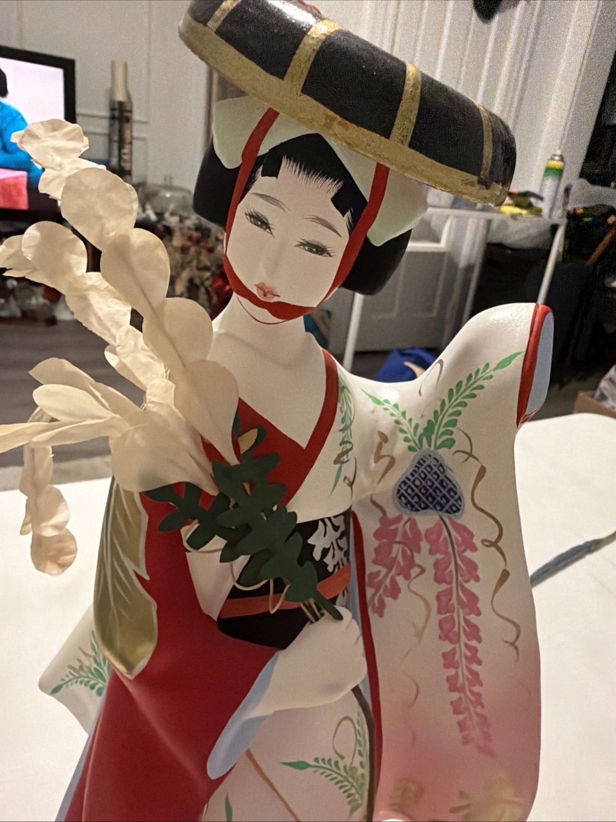 Vintage Hakata Doll Japanese Maiko Geisha Wisteria Dancer 12" Clay Figurine Vintage Hakata Doll Japanese Maiko Geisha Wisteria Dancer 12" Clay Figurine