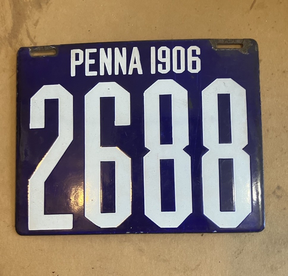 1906 Pennsylvania Porcelain License Plate Auto Tag Vintage 2688 1906 Pennsylvania Porcelain License Plate Auto Tag Vintage 2688