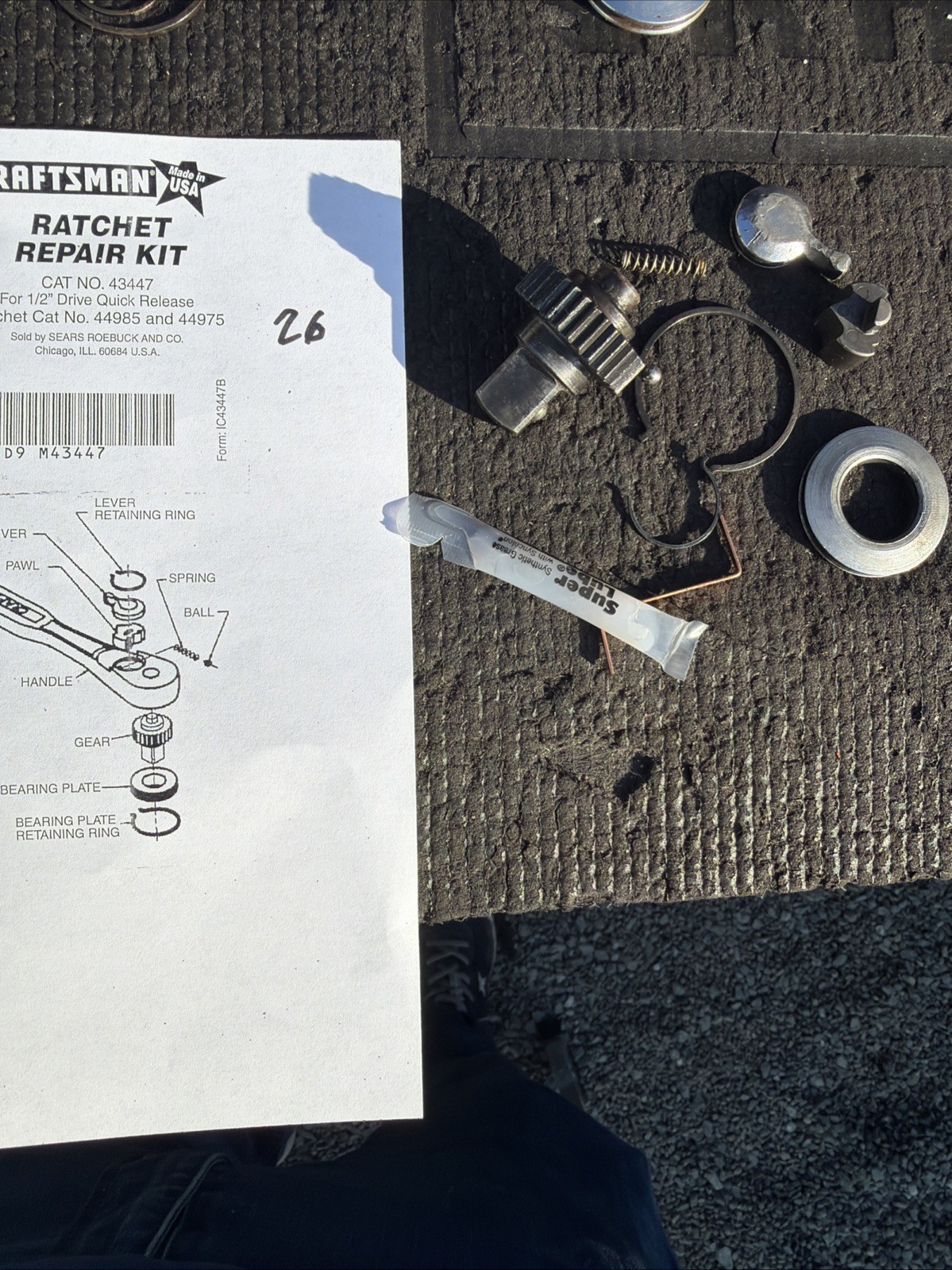 Sears Craftsman 43447 USA repair Kit For 1/2” Drive 44985 44975 Ratchets **READ*