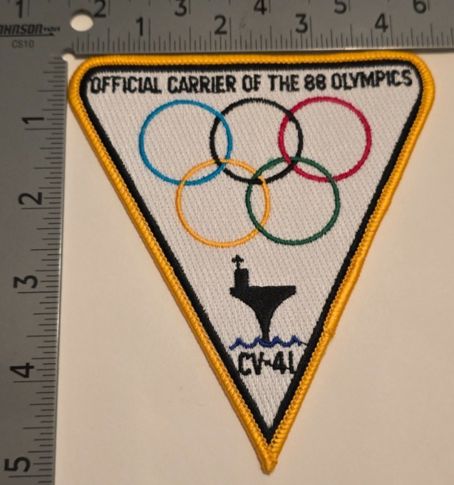 Vintage CV-41 USS Midway Official Carrier of the 88 Olympics Embroidered Patch Vintage CV-41 USS Midway Official Carrier of the 88 Olympics Embroidered Patch