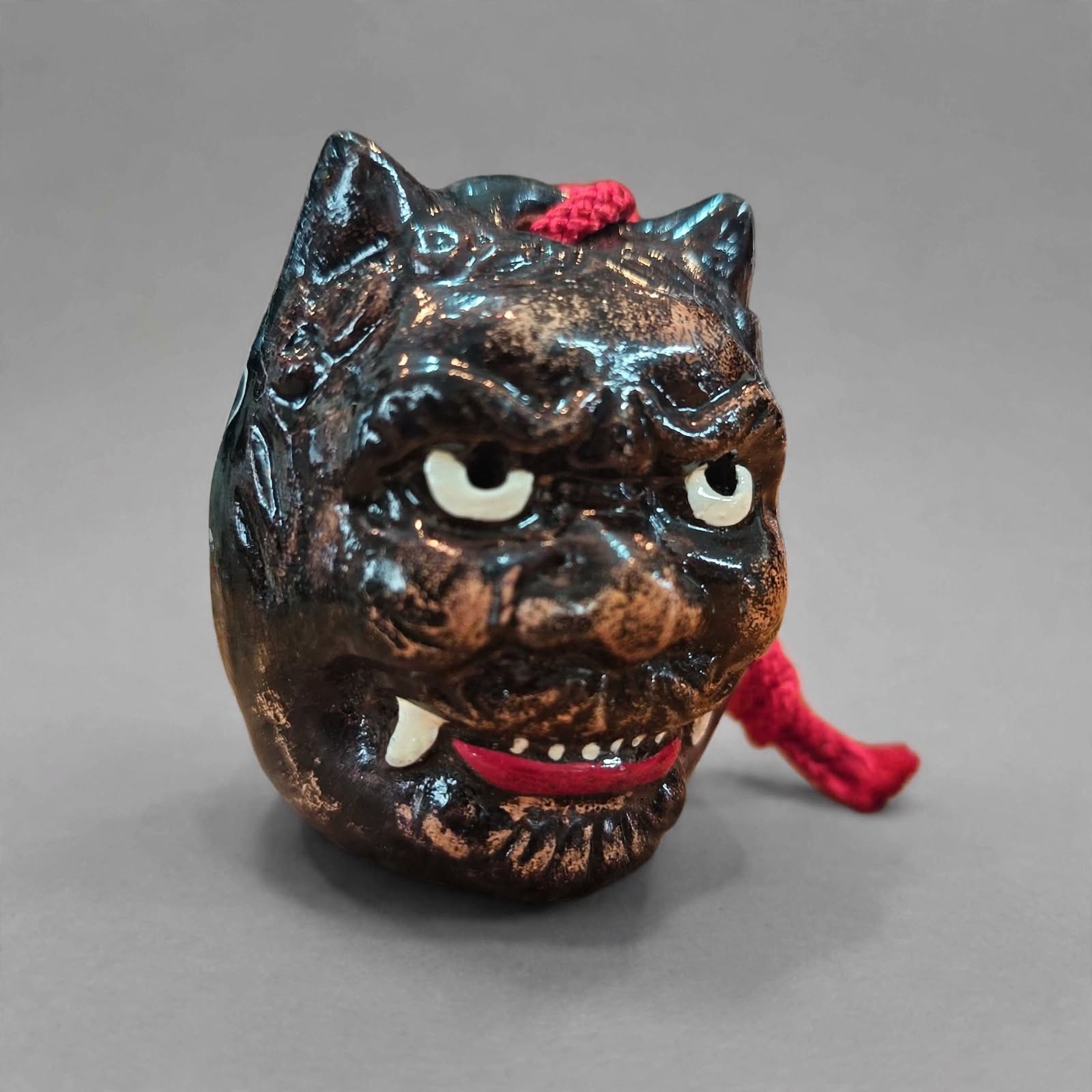 Vintage Japanese Clay Bell Dorei Suzu 2-Faced Oni Demon & Okame - Mayoke Evil Vintage Japanese Clay Bell Dorei Suzu 2-Faced Oni Demon & Okame - Mayoke Evil