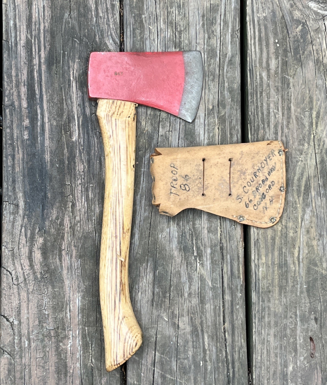Vintage Collins? BSA Boy Scout Red Axe Hatchet & Sheath Troop 86 Concord NH 847 Vintage Collins? BSA Boy Scout Red Axe Hatchet & Sheath Troop 86 Concord NH 847