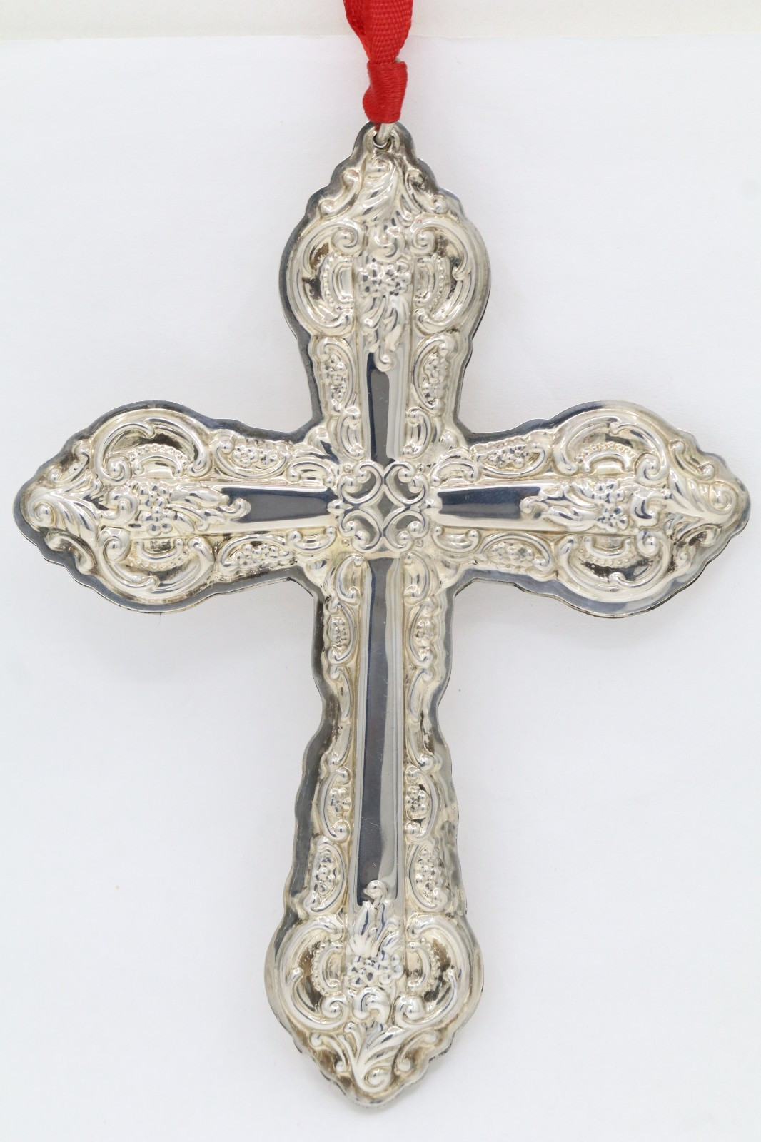 1996 Wallace Sterling Silver Grand Baroque Christmas Cross Ornament W/ Box Pouch
