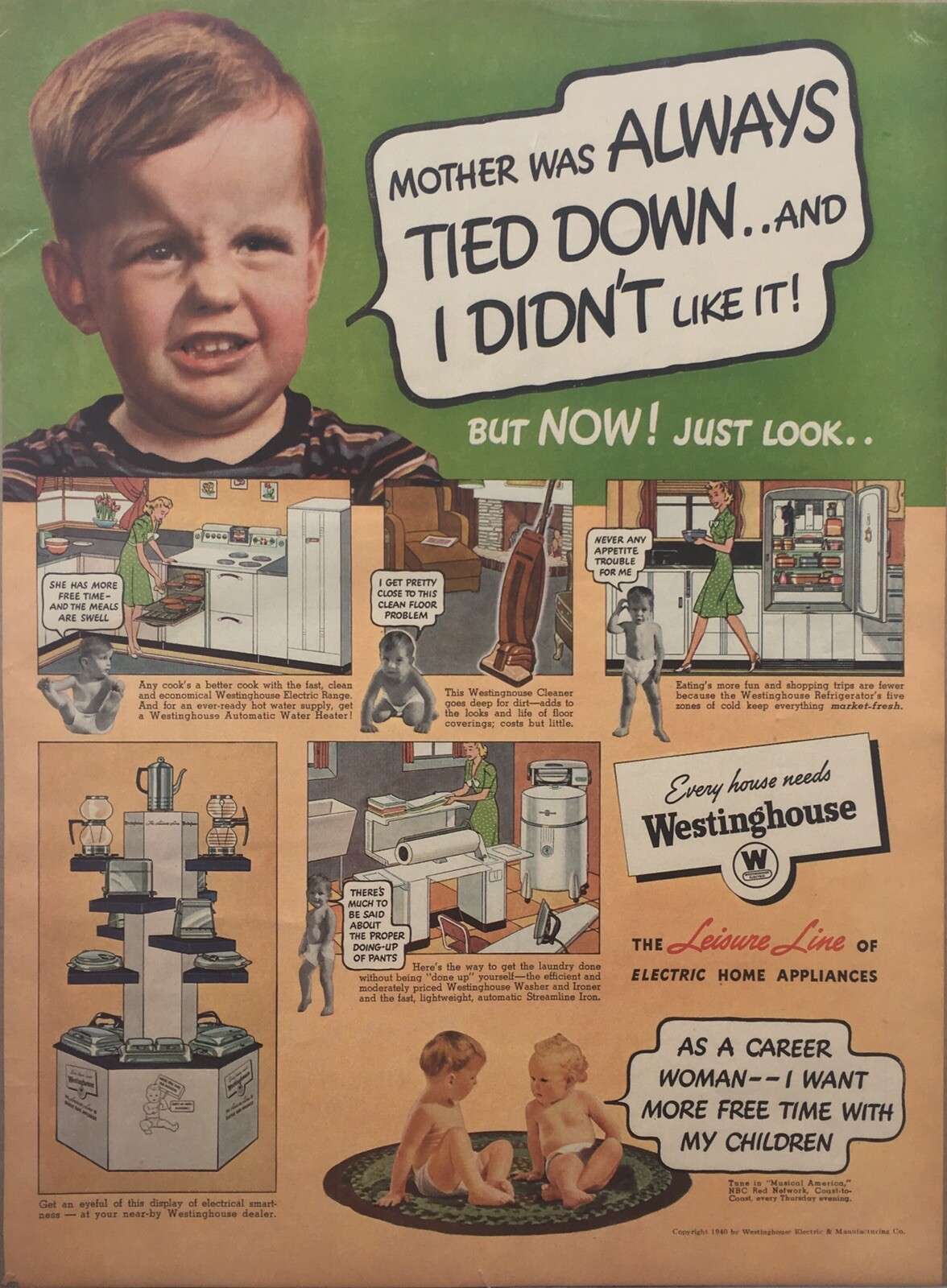 1940 Westinghouse Electric Vintage Print Ad 1940 Westinghouse Electric Vintage Print Ad